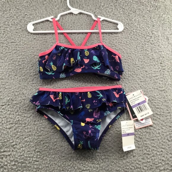 Andy & Evan Toddler Beachy Print Bikini Set Blue 4T - Picture 1 of 2